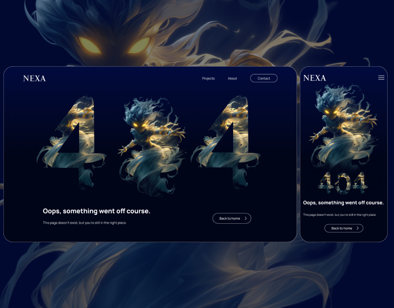 404 Page UI Design for a Creative Startup 404design 404page darkui desing errorpage figma graphic design mobileui productdesign startup ui uiux ux webdesign
