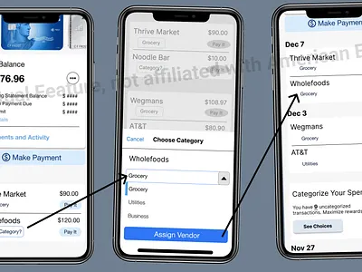 Custom Categorization Feature Amex UI UX Mobile App fintech mobile app productdesign ux uxui