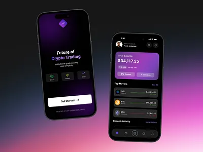 Crypto Trading App crypto design e commerce figma fintech landing page mobileappdesign productdesign ui uiux ux