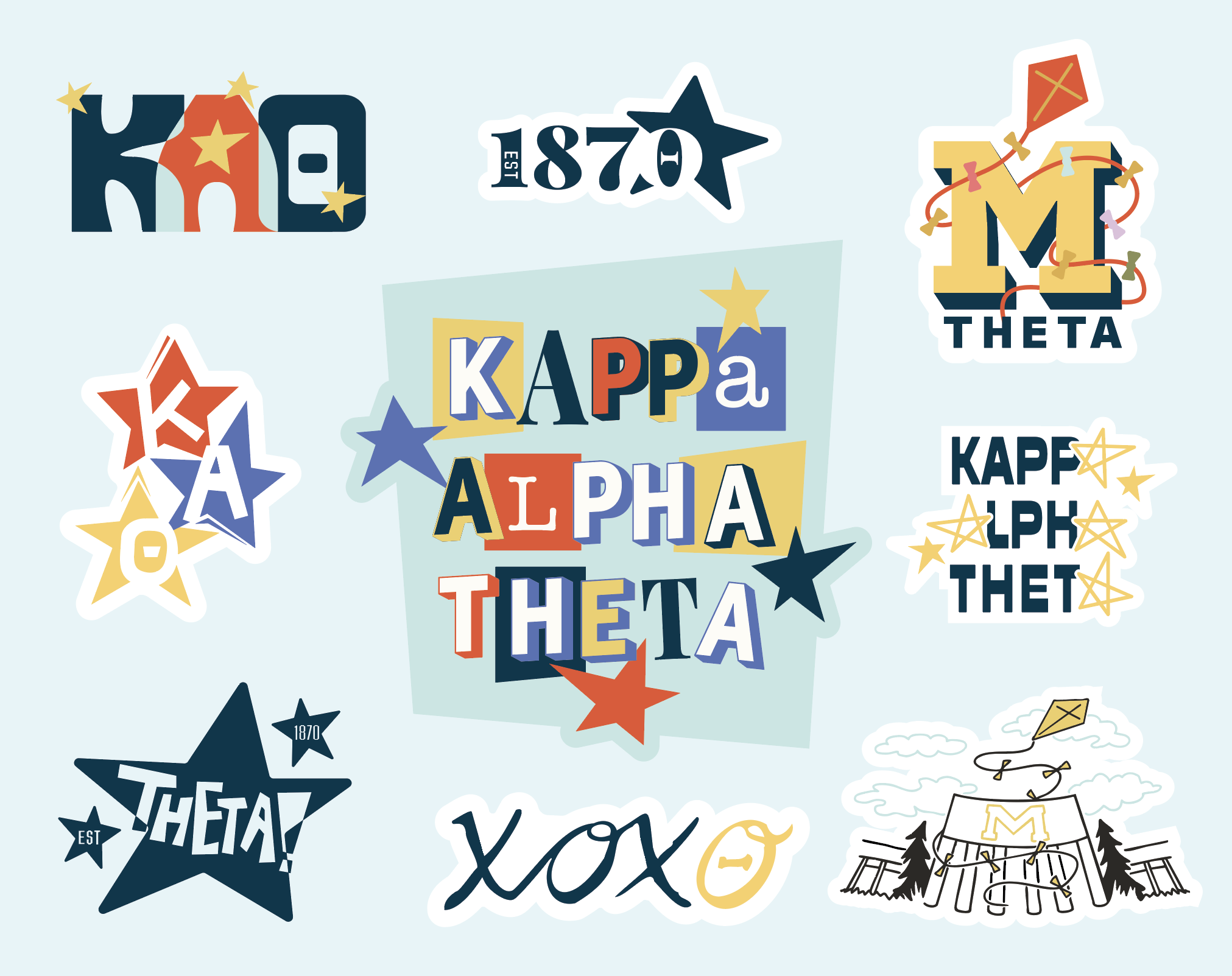 Kappa Alpha Theta + University of Michigan - Stickers kappa alpha theta sorority sticker design univeristy of michigan