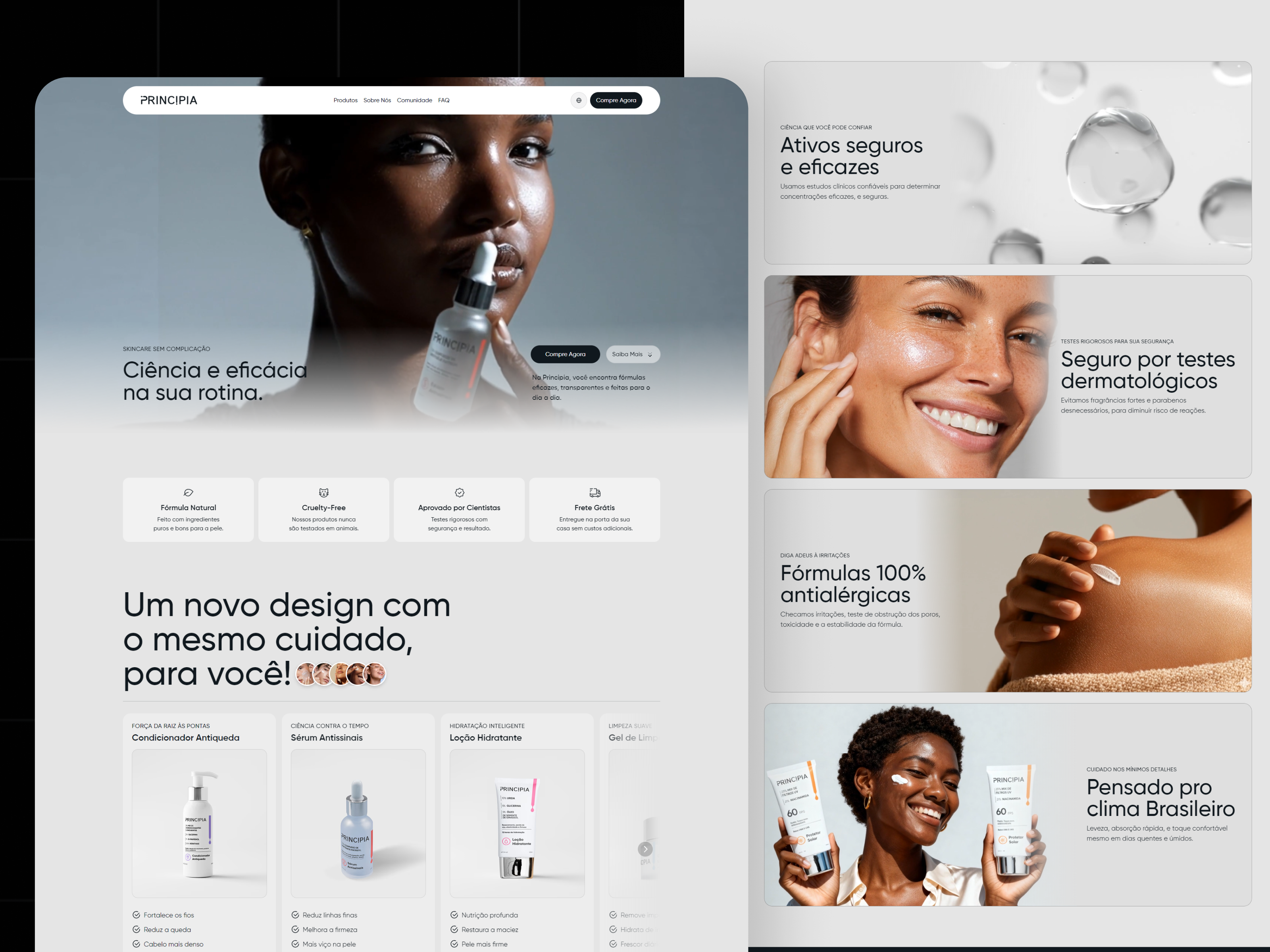 Principia Skincare - Branding | Landing Page beauty branding framer landing page logo mobile packaging skincare ui ui design webdesign website