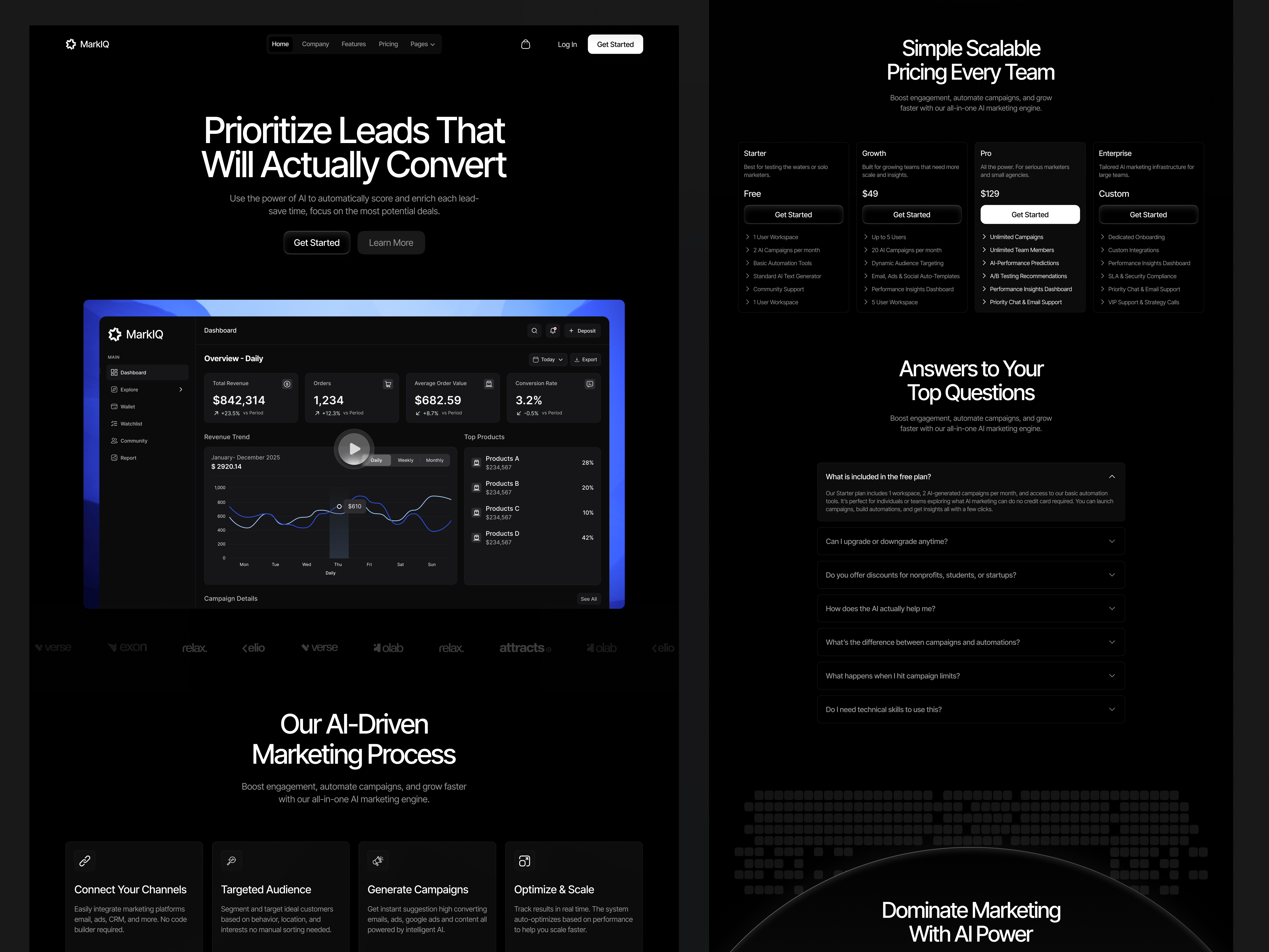Mariq - Saas website design ai saas ai website animation landing page onixtheme saas saas webflow template saas website ui web design website design