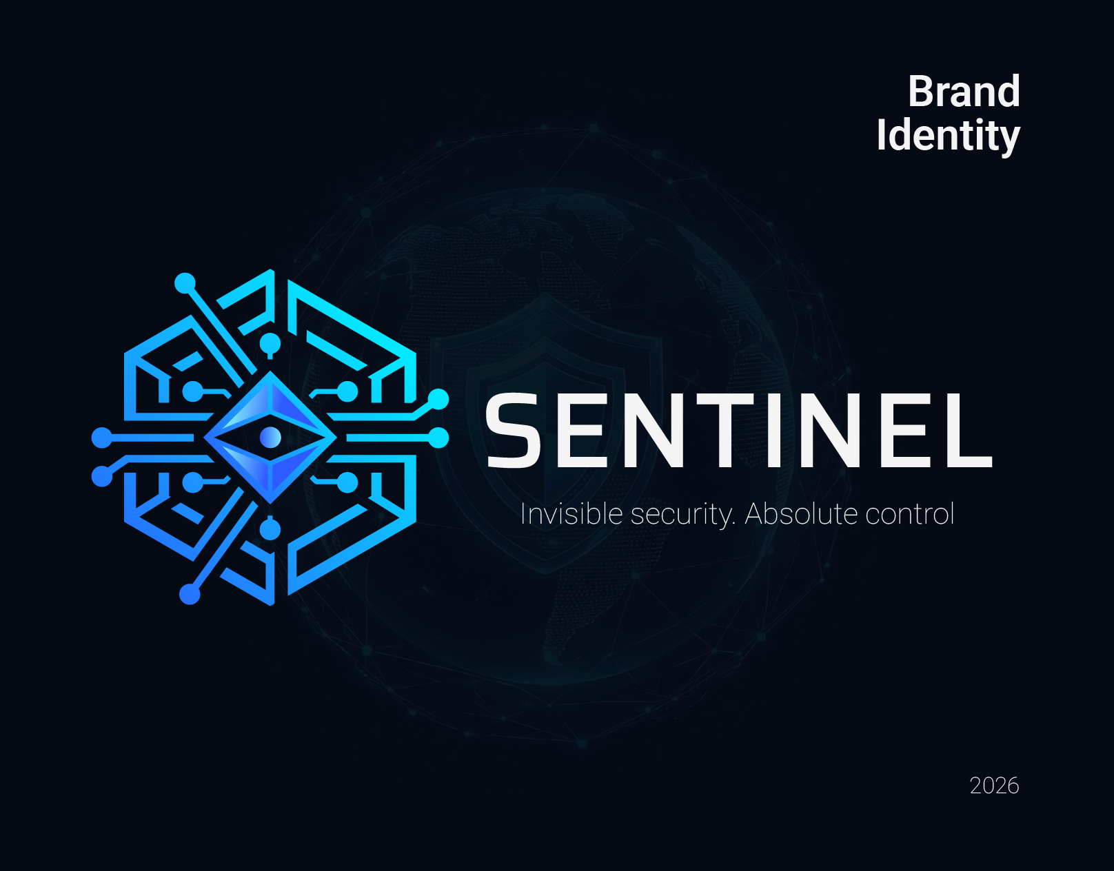 Sentinel | AI-Driven Enterprise Security Platform ai animation brand identity brand presentation brand slides brand strategy brandguidelines branding cyber security dark mode landing page logo presentation security tech branding technology uiux web design