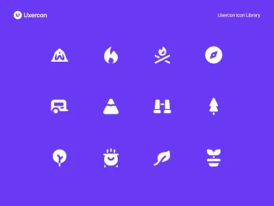 Camping & Nature - Uxercon Icon Library adventure animation camp camping design figma forest hiking icon icon design iconography logo motion graphics nature outdoor travel ui uiux ux uxercon
