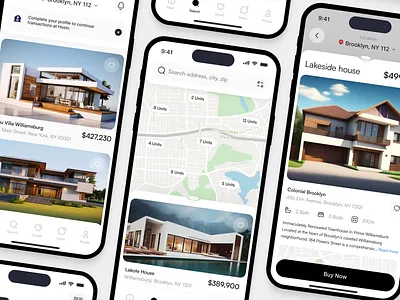Hosin - Modern Property Mobile App agent app architecture building business home listing mobile mobile app properties property real estate realestate service ui ui design ux villa
