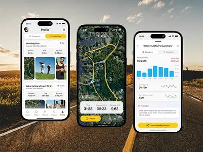 Running Mobile App activity tracking cansaas clean design fitness tracker gps tracking health app map interface mobile app mobile app design modern mobile ui progress tracking running app saas sports app ui ui design ux ux design workout tracking