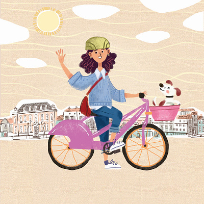 Bicyclist 2d design illustration вектор иллюстрация