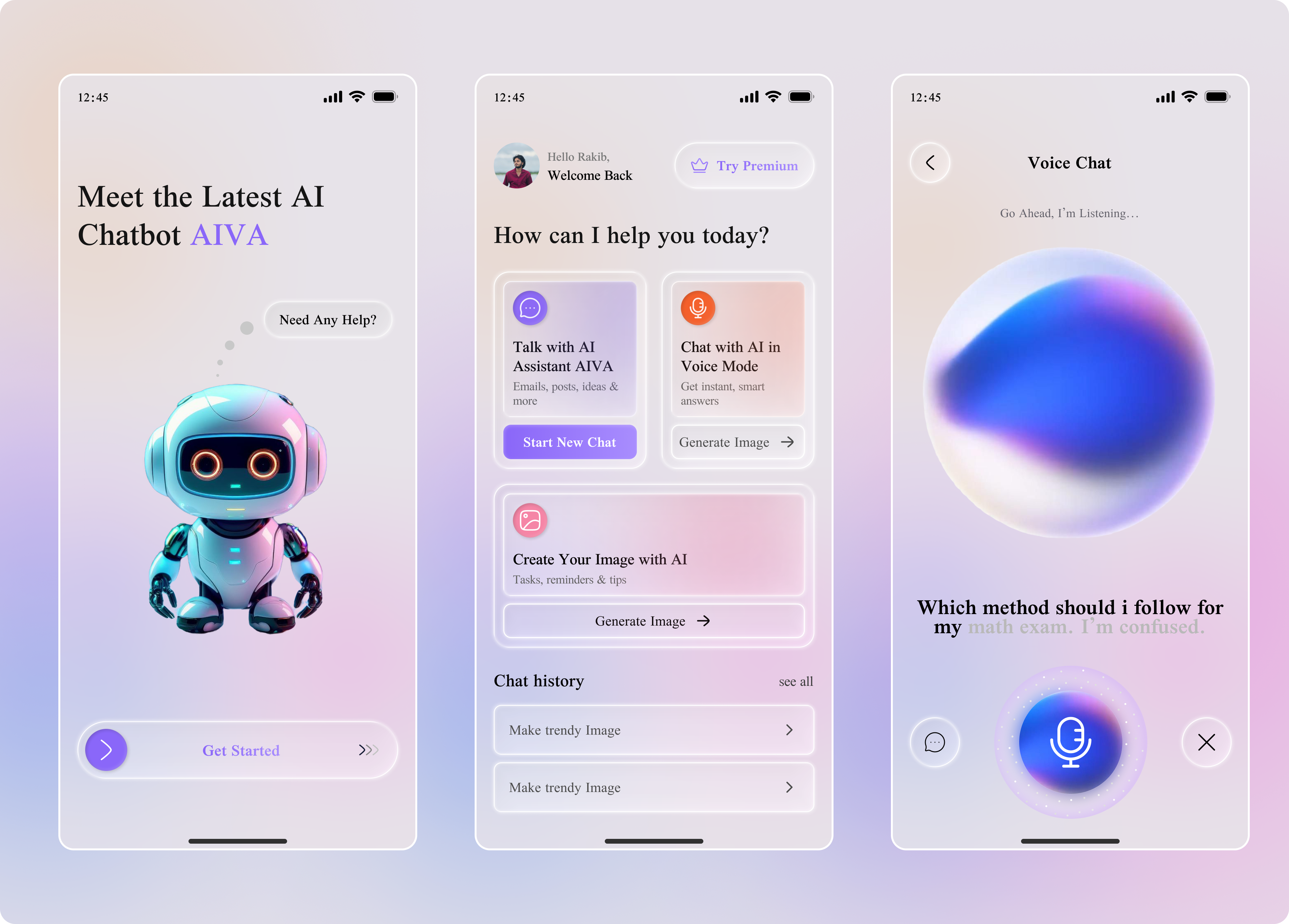 AIVA – AI Voice Assistant App UI by Rakib Hossain on Dribbble