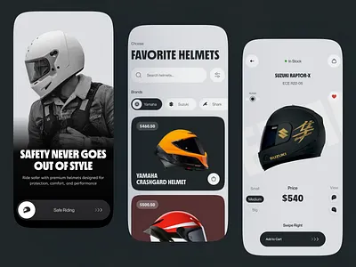 Motorcycle Helmet Store Concept app design artificial intelligence e commerce ecommerce app helmet helmets store mobile app design mobile apps motorbike motorcycle helmets product design rideshare saas sport e commerce
