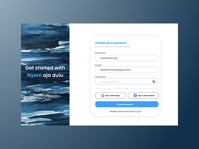 Sign up page account app art best branding create create an account dailyui dev forger password get started graphic design login logo nyeni sign up ui ui ux web design