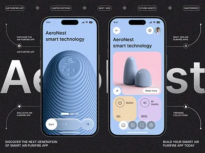 Smart Air Purifier Mobile App ai air air conditioner air purifier air quality b2b clean air connected devices crm dashboard ui device health health app iot app mobile app remote saas smart home software ui design