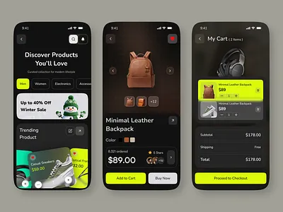 Ecommerce App UI Concept app app design application design e commerce e commerce app ecommerce ecommerce app lifestyle app mobile mobile app mobile app design mobile ecommerce shopping app design shopping cart ui ux
