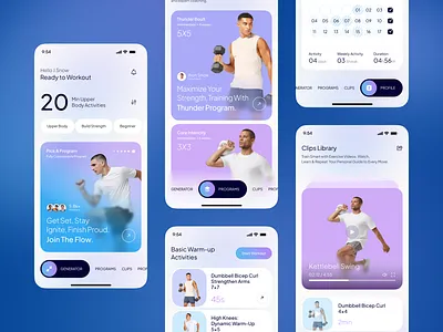 AthletiQ — Fitness & Workout Training Mobile App UI UX Design 3d app ui app ui ux design app ux clean design exercise app fitness app gym app health app minimal ui mobile app mobile ui modern app panze panze studio trainers app training app ui design ux design workout app