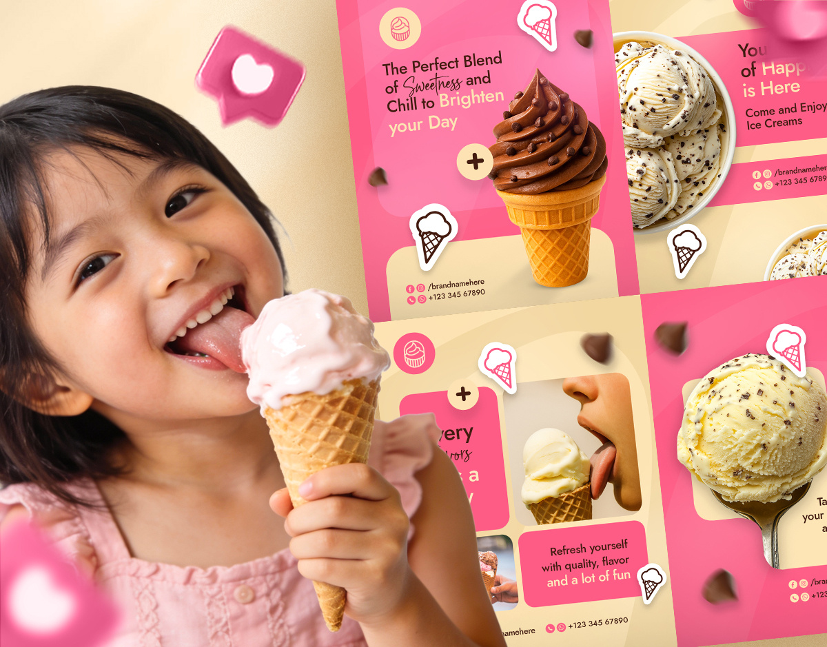 Social Media Post Design - Ice Cream branding carousel post corporate design facebook post facebook post design instagram post design linkedin design linkedin post poster poster design selflance social media design social media post social media post design