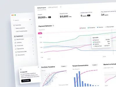 ERP Dashboard Design for Warehouse Portfolio Management analytics erp erp dashboard expense breakdown financial insights lease management leasing leasing and tenant management leasing insights leasing management management management dashboard metrics portfolio portfolio management tenant tenant management web web design website