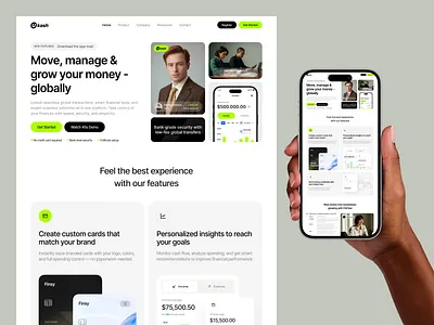Ukash – Modern Fintech Landing Page banking app digital wallet finance app fintech fintech landing page fintech website landing page design payment app product design saas landing page saas website ui design ux design web design website ui
