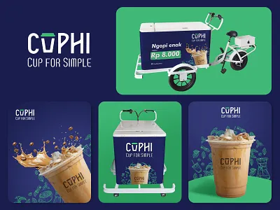 CUPHI Mobile Coffee Brand Identity brand identity branding city lifestyle coffee coffee branding coffee cart coffee shop concept design food and beverage logo logo design mobile branding mobile food cart mockup packaging design product design push cart street coffee typography visual identity