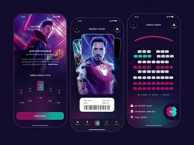 Movie Ticket Booking App UI 🎟️ app cinema entertainment app ios mobile app movie app reservation seat selection ticket booking uiux