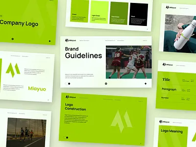 Mlayuo - Sport Brand Guidelines brand book brand guidelines brand identity branding charts clean company gym illustration logo marketing metrics mockup padel pitch deck presentation sport style guide template