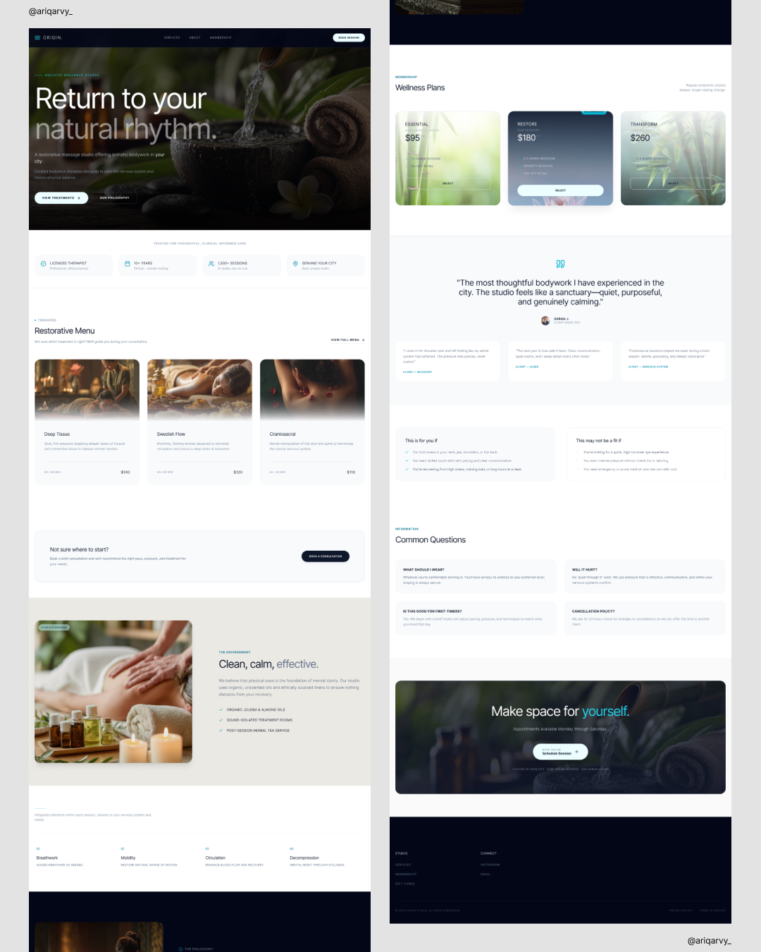 Origin - Wellness Spa Experience graphic design spa ui ux website