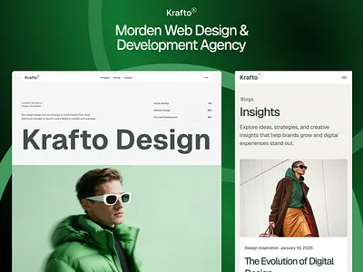 Krafto - Portfolio & Agency Website Template agency website ai agency animation branding design figma graphic design landing page marketing agency modern design website ui portfolio ui ui kit uiux webflow templets