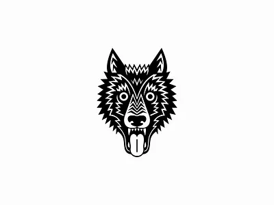Tribal Wolf Head Logo animal branding design dog geometric icon identity illustration lines logo mark nature patterns sports symbol tribal vector wildlife wolf