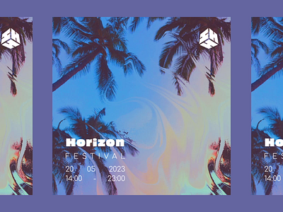 Horizon music festival abstract paint alpes maritimes animation beach beach party branding color palette cube design displacement map electronic music festival french riviera graphic design logo melodic techno motion design nice open air sunrise