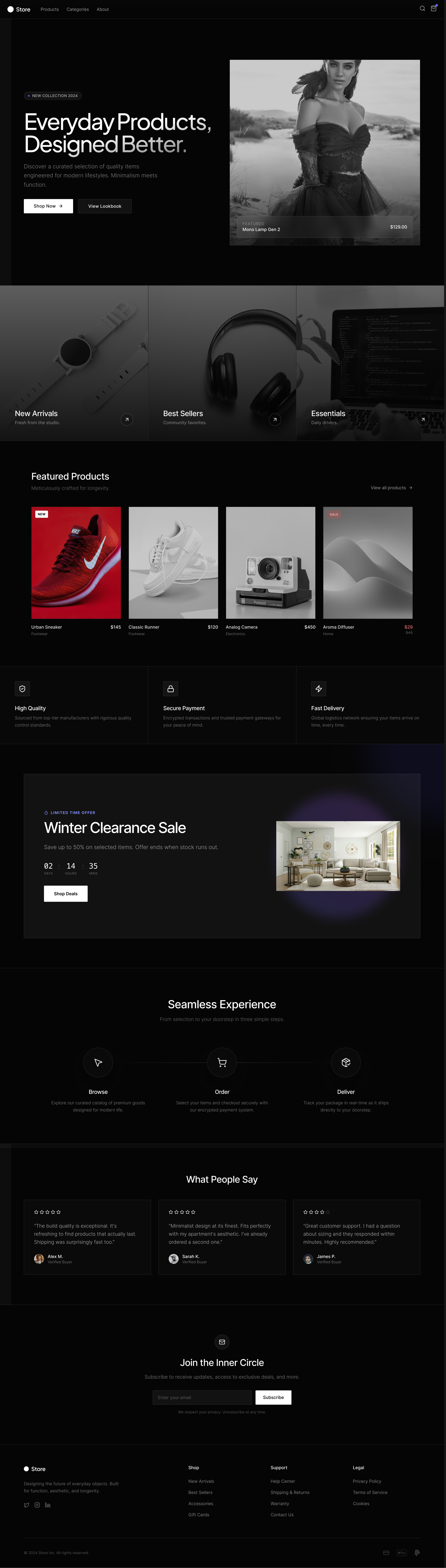 STORE — Everyday Products, Designed Better black dark design e commerce ui ux web web design