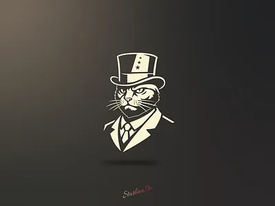 Gentleman Cat Mascot Logo animal logo brand identity branding design cat logo character logo classy logo combination mark logo creative logo elegant logo emblem logo gentleman cat hat logo luxury logo mascot logo minimalist logo modern logo modern vintage premium logo suit logo vintage logo