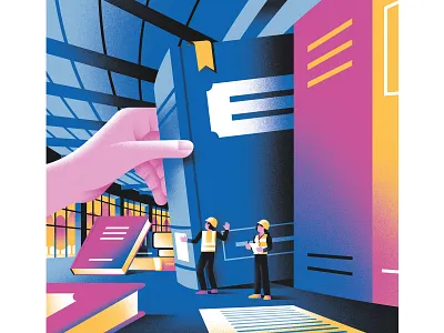 Library - La Repubblica book books building cover illustration daniele simonelli dsgn editorial illustration illustration library texture work in progress