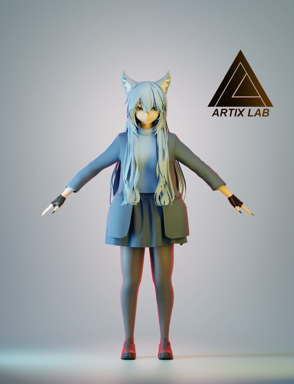 Luna of the Silent Ears 3dart 3dartist 3dcharacter 3dmodel animestyle artixlab cgart cgi characterartist characterdesign creativeart digitalart fantasycharacter foxgirl gameart oc originalcharacter render stylizedcharacter