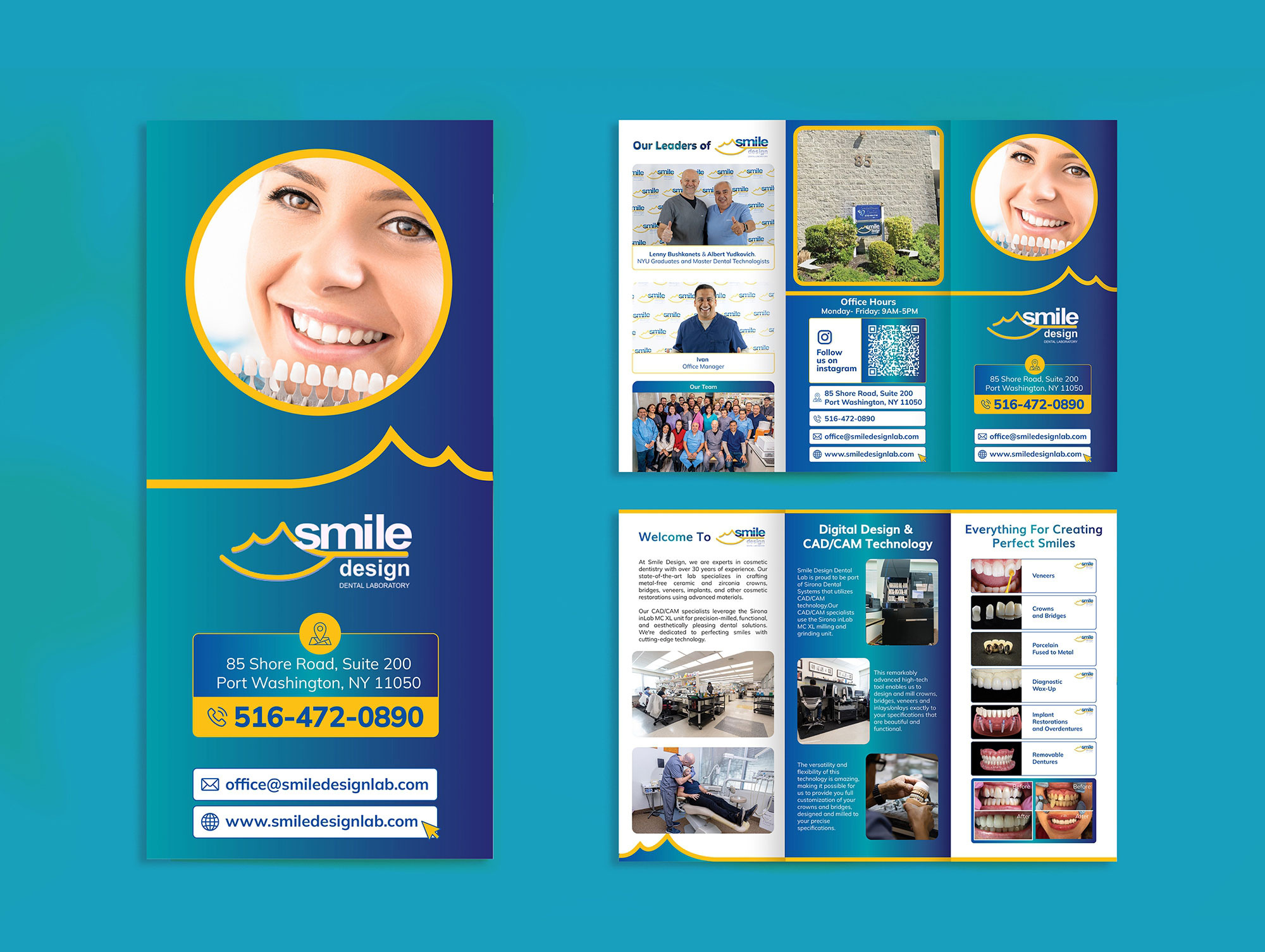 Dental Clinic Tri-Fold Brochure Design | Smile Design behance portfolio branding clinic brochure cosmetic dentistry dental brochure design dental clinic branding dental marketing design graphic design illustration marketing medical branding modern healthcare design oral health branding patient communication print ready design professional brochure smile design tri fold brochure