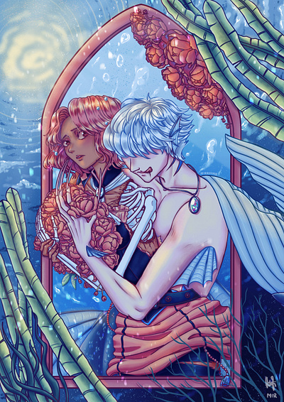 The Pirate and Her Mermaid anime animeart couple design girl character illustration man