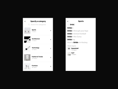 Help - Find categories android app categories clean design find hellohello interface ios listing search simple ui ux white