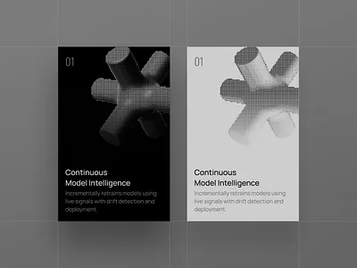 Black vs White - UI Card Design explorations 3d art black and white brand identity branding cube dither dither effect dots framer designer graphic design minimal poster presentation rive app spline ui card ui design unicorn studio web design