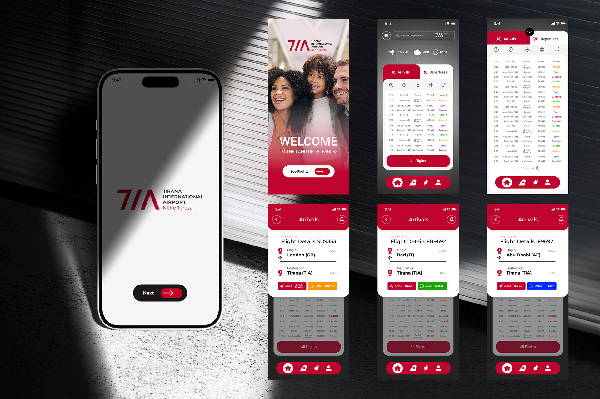 International Airport App - TIA airport app app demo design figma international airport prototype tia ui ux webdesign