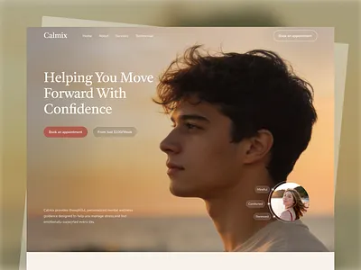 Mental Health Landing Page animation creative dsign figma framer develop landing page mental health mental health landing page mental health website redesign tharapy design ui ux web design website