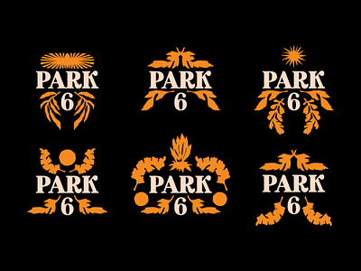 Park 6 bar logo variations bar branding design floral graphic design illustration leaf leaves logo music venue nature park vector venue