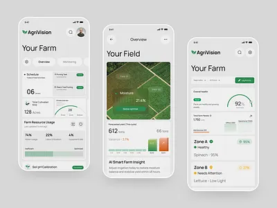 AI-Powered Farm Monitoring App - Crop Management Mobile UI agriculture ai powered farm farm management farm tech mobile app mobile design smart farming