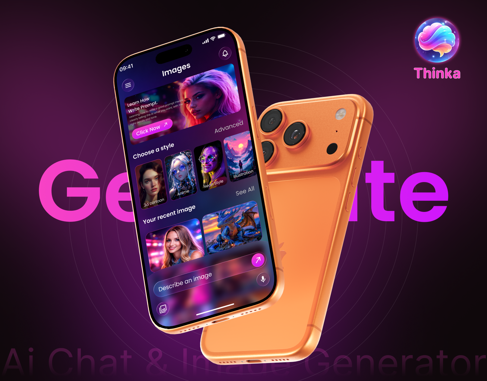 Ai chat & image generate mobile App ai ai chat ai chatbot app assistant chat bot image generate mobile app ui ui design uiux