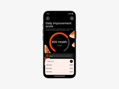 Health Score Dashboard - Vitalis Mobile App app mobile mobileapp ui uiux ux