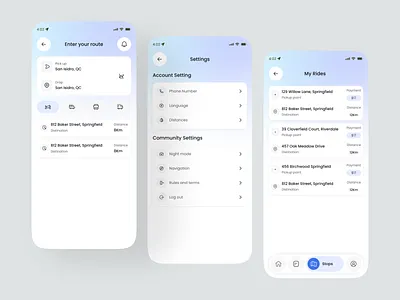 Ride Sharing Mobile App app design car booking app car rental car sharing app car taxi bike courier service app driver ios mobile mobile app online booking passengers ride booking ride sharing app setting taxi booking taxi online ui design uiux