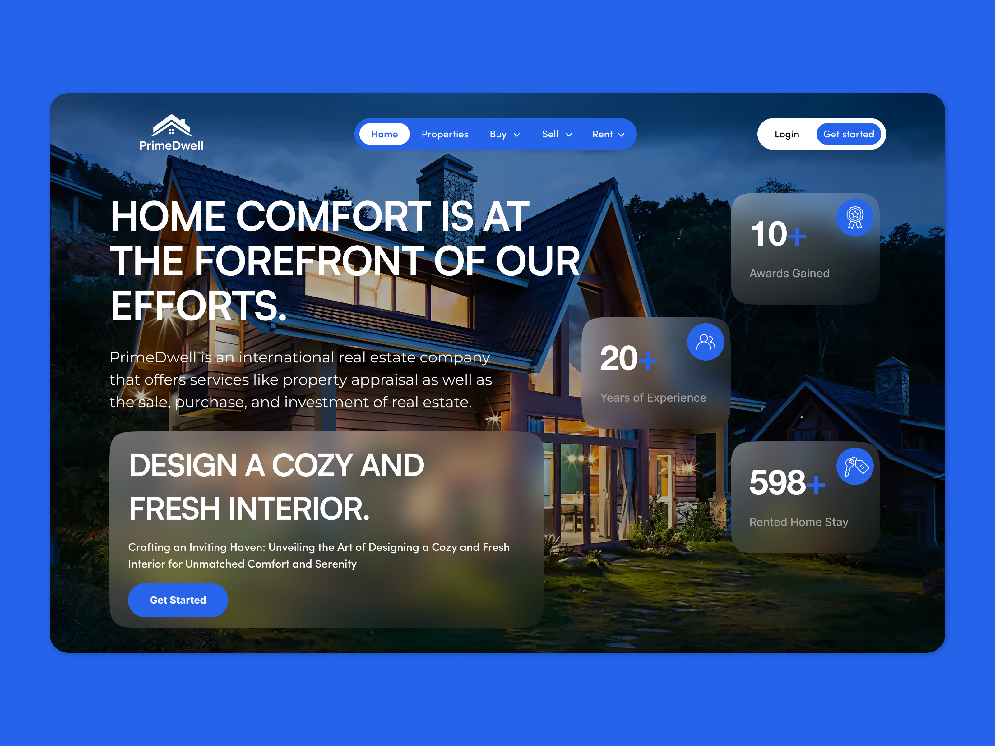Real Estate Landing Page UI — Modern Property Platform businesswebsite designinspiration dribbble figma glassmorphism interface landingpage modernui productdesign property realestate realestatewebsite saas startup uidesign uxdesign webdesign webui
