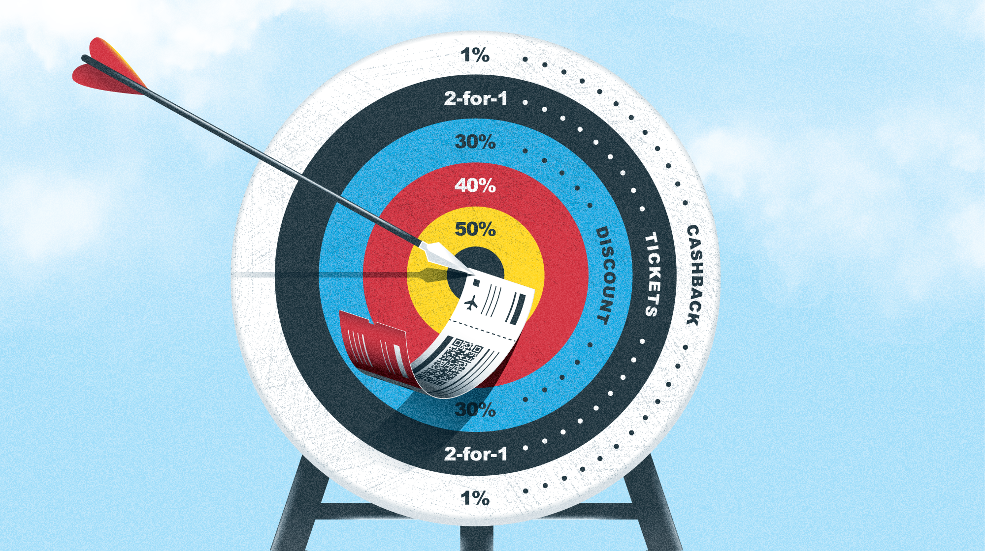 How to save on booking your 2026 holiday (Which?) airplane arrow cashback conceptual discount illustration saving target ticket