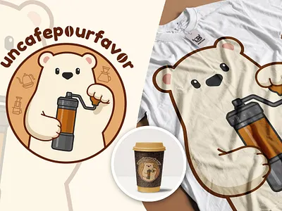 Uncafepourfavor – Alternate Universe Coffee Polar Bear Mascot ☕ animal branding cartoon cartoon logo character design coffee design dribbblewarmup graphic design illustration kawaii logo logo design mascot mascot logo merch rebound ui vector