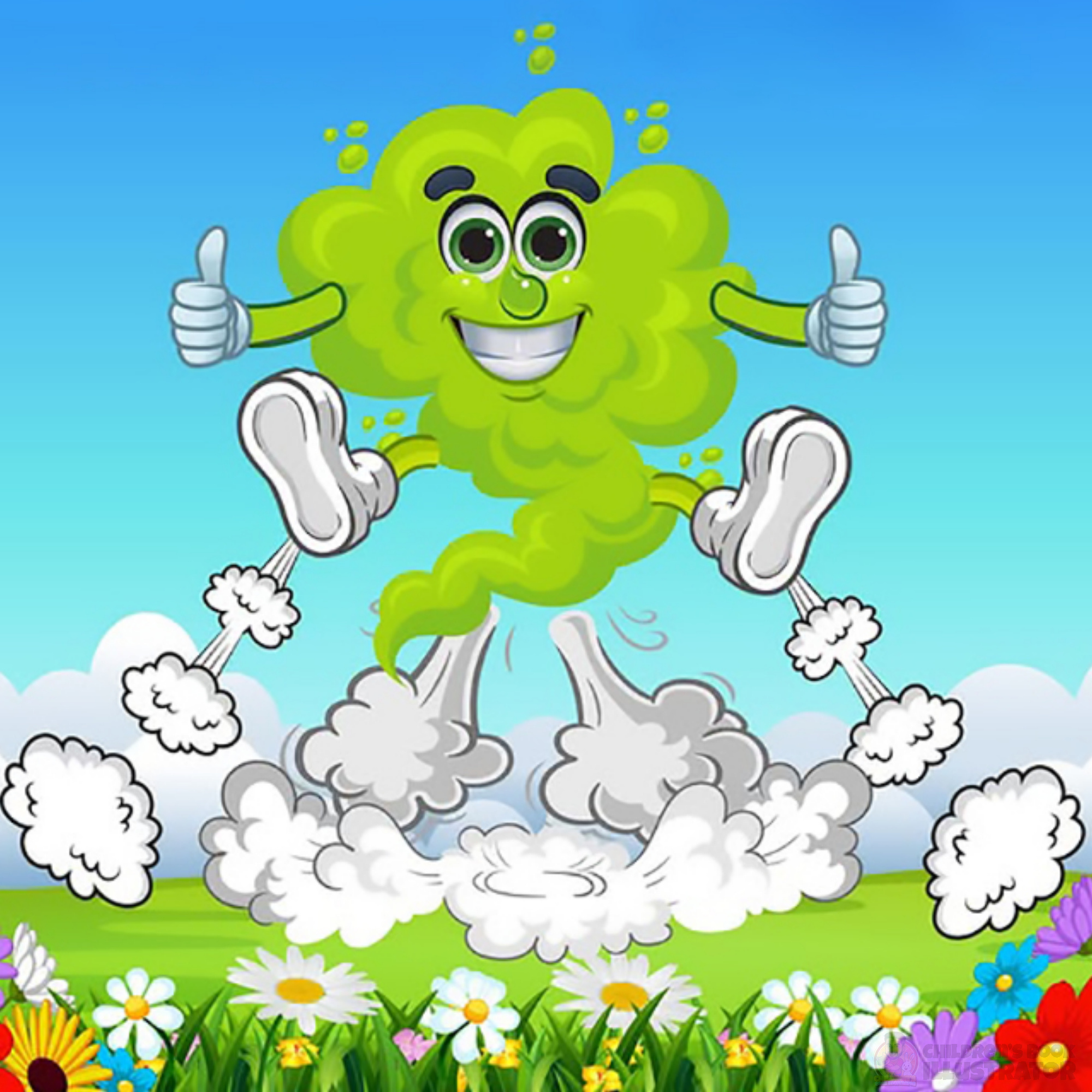 Meet Gassy Gus: The Cloud with a Boost! | Children’s Book 💨 2d art book cover art cartoon cloud character design childrens book illustration childrens literature creative storytelling cute monster digital art expressive character fart humor funny character green cloud kids book artist mascot design playful illustration storytelling vector illustration vibrant colors whimsical art