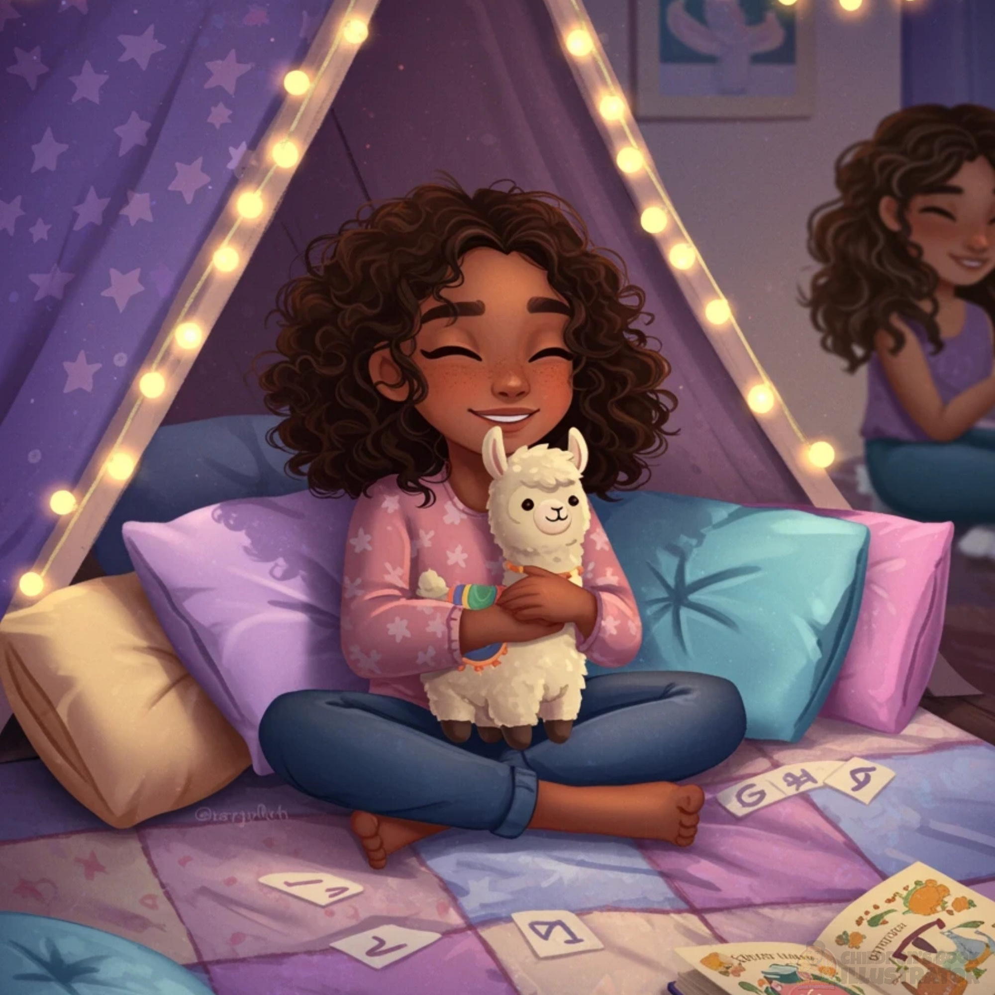 Midnight Magic & Llama Snuggle Children’s Book Illustrations artist on dribbble bedroom illustration bedtime story character design childrens book illustration childrens literature cozy art cute girl character digital painting kids book artist llama illustration magical childhood night time scene nursery decor picture book art soft textures star tent storytelling warm lighting whimsical art