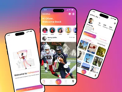 Alpha Wave App Design app design app ui instagram app luxury app mobile app modern app premium app social app ui ux