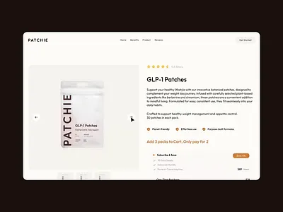 Ecommerce Website Product Page beauty products beauty website cosmetics website e commerce website ecommerce website glp 1 glp patches healthcare website medicine website nutrition website online store patches design patches packaging product page design skincare e commerce skincare products skincare website skincare website design weight loss wellness website