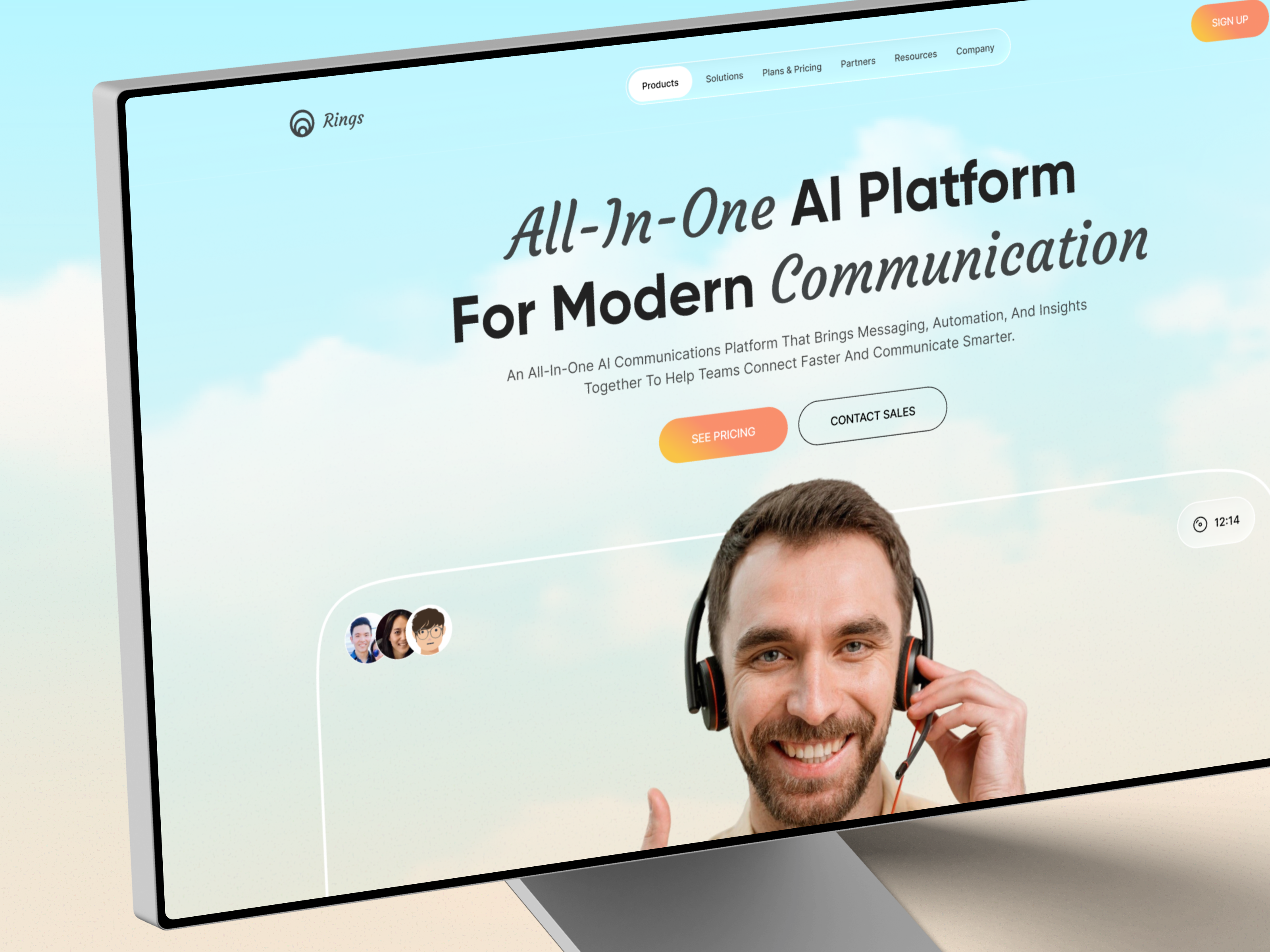 AI website design for communication ai ai agent automation collaboration communication communication platform glass effect landing page landingpage team management ui ux web design